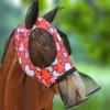 Horse Fly Mask with Nose Skirt Fine Mesh Sleek Pull-on Design-Cute Hearts (L; Full Size)