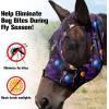 Mask Tech Horse Fly Mask Elasticity Breathable Fabric with UV Protection Soft Mesh for Horse Entwined Straps L(Everlasting Cosmos)