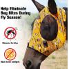 Mask Tech Horse Fly Mask Elasticity Breathable Fabric with UV Protection Soft Mesh for Horse Entwined Straps L(Golden Matrix)