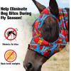 Mask Tech Horse Fly Mask Elasticity Breathable Fabric with UV Protection Soft Mesh for Horse Everlasting Cosmos L(Entwined Straps)
