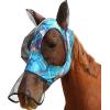 Ultra Lightweight UV-Proof Full Visibility Stretchy Horse Fly Mask Long Nose with Ears-Green Paint (L Full Size)