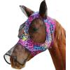 Ultra Lightweight UV-Proof Full Visibility Stretchy Horse Fly Mask Long Nose with Ears-Pink Leopard (L; Full Size)