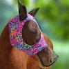 Ultra Lightweight UV-Proof Full Visibility Stretchy Horse Fly Mask Long Nose with Ears-Pink Leopard (L; Full Size)