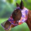 Ultra Lightweight UV-Proof Full Visibility Stretchy Horse Fly Mask Long Nose with Ears-Purple Flowers (L; Full Size)