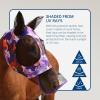 Ultra Lightweight UV-Proof Full Visibility Stretchy Horse Fly Mask Long Nose with Ears-Purple Flowers (L; Full Size)
