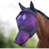 Harrison Howard CareMaster Horse Fly Mask Long Nose with Ears Full Face Black/Silver Retro Large Full Size(Black/Purple)