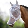 Harrison Howard CareMaster Horse Fly Mask Long Nose with Ears Full Face Black/Silver Retro Large Full Size(Moonlight Silver)