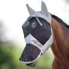 Harrison Howard CareMaster Horse Fly Mask Long Nose with Ears Full Face Black/Silver Retro Large Full Size(Silver/Black)