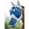 Harrison Howard CareMaster Horse Fly Mask Long Nose with Ears Full Face Black/Silver Retro Large Full Size(Silver/Blue)