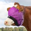 Harrison Howard Cattle Livestock Fly Mask Breathable Mesh Padded Edging with Fun Patterns Large Spacing Forelock Opening Design Adjustable Fit for Cattle Black(Purple)