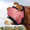 Harrison Howard Cattle Livestock Fly Mask Breathable Mesh Padded Edging with Fun Patterns Large Spacing Forelock Opening Design Adjustable Fit for Cattle Black(Heart)