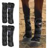 Harrison Howard Horse Fly Boots Summer Protection with Fleece Trim to Eliminate Rubbing Comfortable and Ventilating Mesh Leg Guards Set of 4 Mint L(Classic Black)