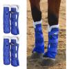 Harrison Howard Horse Fly Boots Summer Protection with Fleece Trim to Eliminate Rubbing Comfortable and Ventilating Mesh Leg Guards Set of 4 Mint L(Deep Blue)