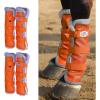 Harrison Howard Horse Fly Boots Summer Protection with Fleece Trim to Eliminate Rubbing Comfortable and Ventilating Mesh Leg Guards Set of 4 Mint L(Vibrant Orange)