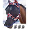 Harrison Howard LumiVista Horse Fly Mask Long Nose with Ears UV Protection for Horse Dream Star L Full Size(Abstract Graffiti)