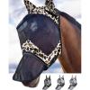 Harrison Howard LumiVista Horse Fly Mask Long Nose with Ears UV Protection for Horse Dream Star L Full Size(Leopard Print)