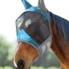 Harrison Howard Pro Luminous Horse Fly Mask Large Eye Space Standard with Ears UV Protection for Horse Light Champagne Small Pony(Azure Blue/Silver)