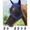 Harrison Howard Pro Luminous Horse Fly Mask Long Nose with Ears UV Protection for Horse Azure Blue/Silver L(Navy)