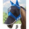 Harrison Howard Pro Luminous Horse Fly Mask Long Nose with Ears UV Protection for Horse Azure Blue/Silver L(Signature Blue)