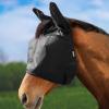 Harrison Howard UV-proof Multi-Function Fabrics Thick Fleece Padding Horse Fly Mask Half Face with Ears Mint Horse Large(Black)
