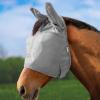 Harrison Howard UV-proof Multi-Function Fabrics Thick Fleece Padding Horse Fly Mask Half Face with Ears Mint Horse Large(Original Grey)