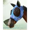 Horse Fly Mask with Nose Skirt Fine Mesh Sleek Pull-on Design Skirt Blue Leopard L Full Size