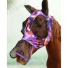 Ultra Lightweight UV-Proof Full Visibility Stretchy Horse Fly Mask Long Nose with Ears-Purple Flowers (L; Full Size)