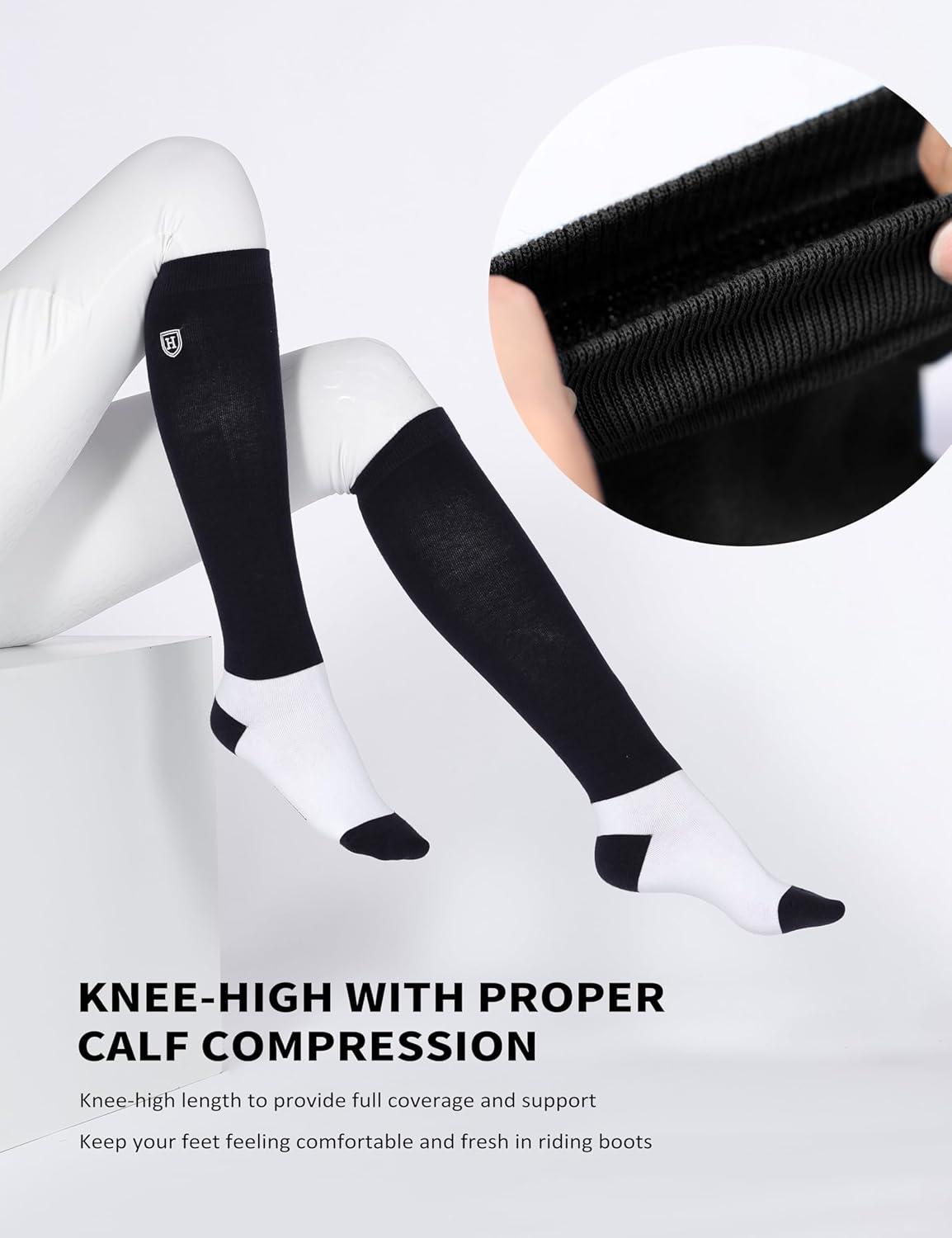 imageHarrison Howard 3 Pairs Premium Quality Equestrian Riding Socks for Horse Riding ampampTall Boot Knee High Socks for WomenBlackBurgundyCoffee