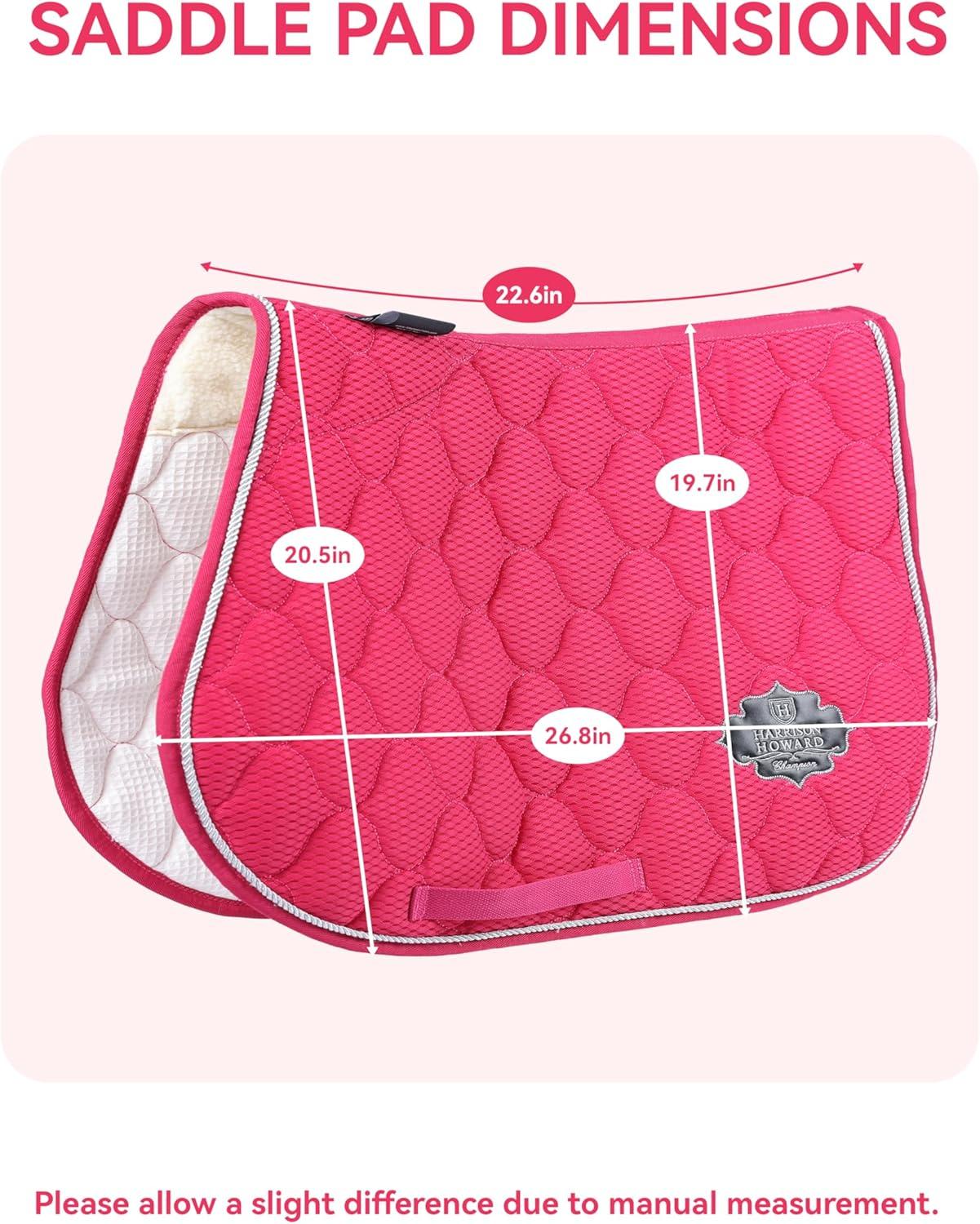 imageHarrison Howard 3D Air Mesh Saddle Pad for Horses Breathable ShockAbsorbing AllPurpose English Saddle PadMagenta