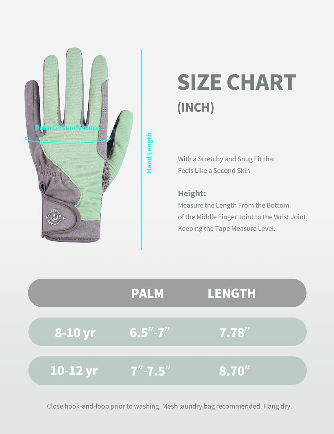 imageHarrison Howard All Season Kids Horse Riding Gloves Comfortable NonSlip Light Horseback Gloves for Running Cycling RidingMint