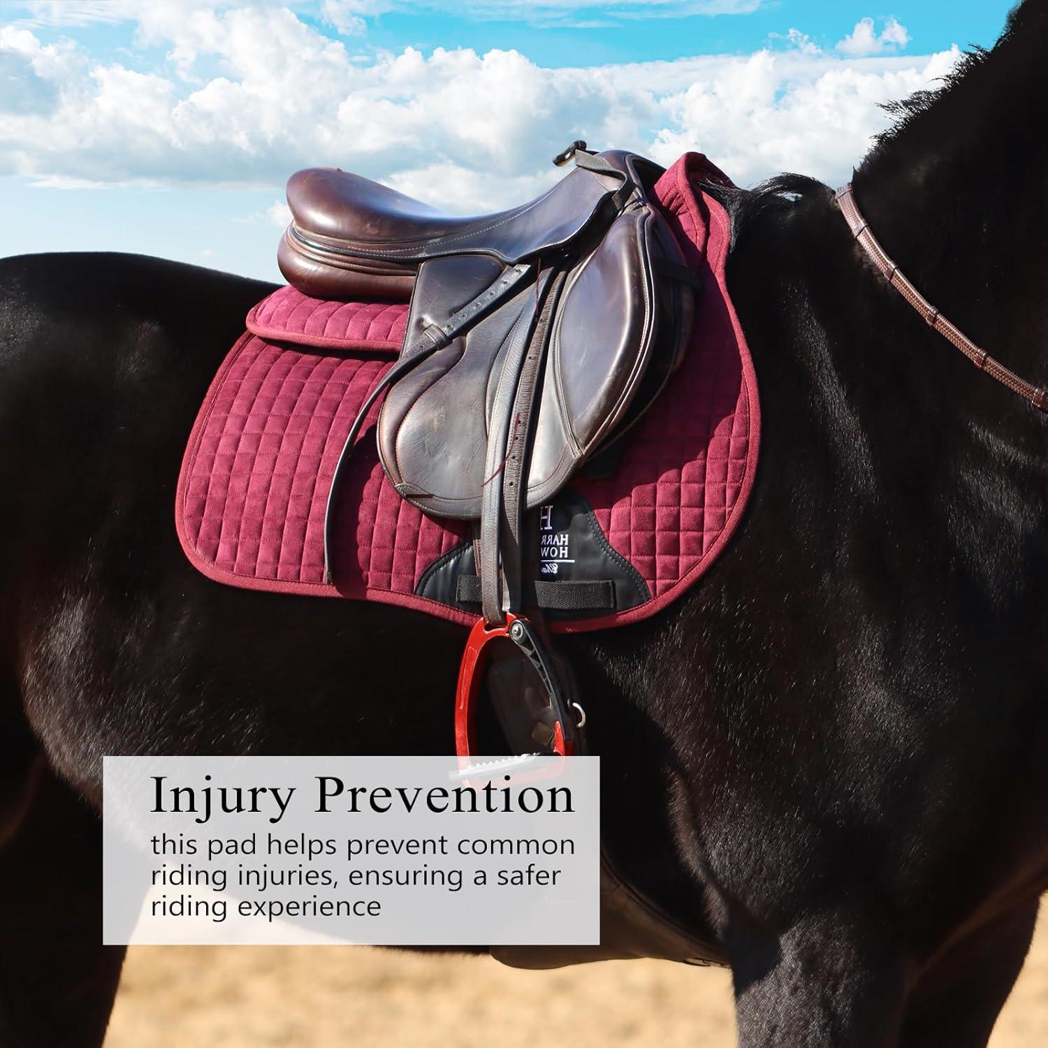 imageHarrison Howard Correction Half Pad with 4 Pockets and Foam Inserts with Differentiated Thickness Adjustable Horse Riding Pad with Added Cushioning and ComfortBurgundy