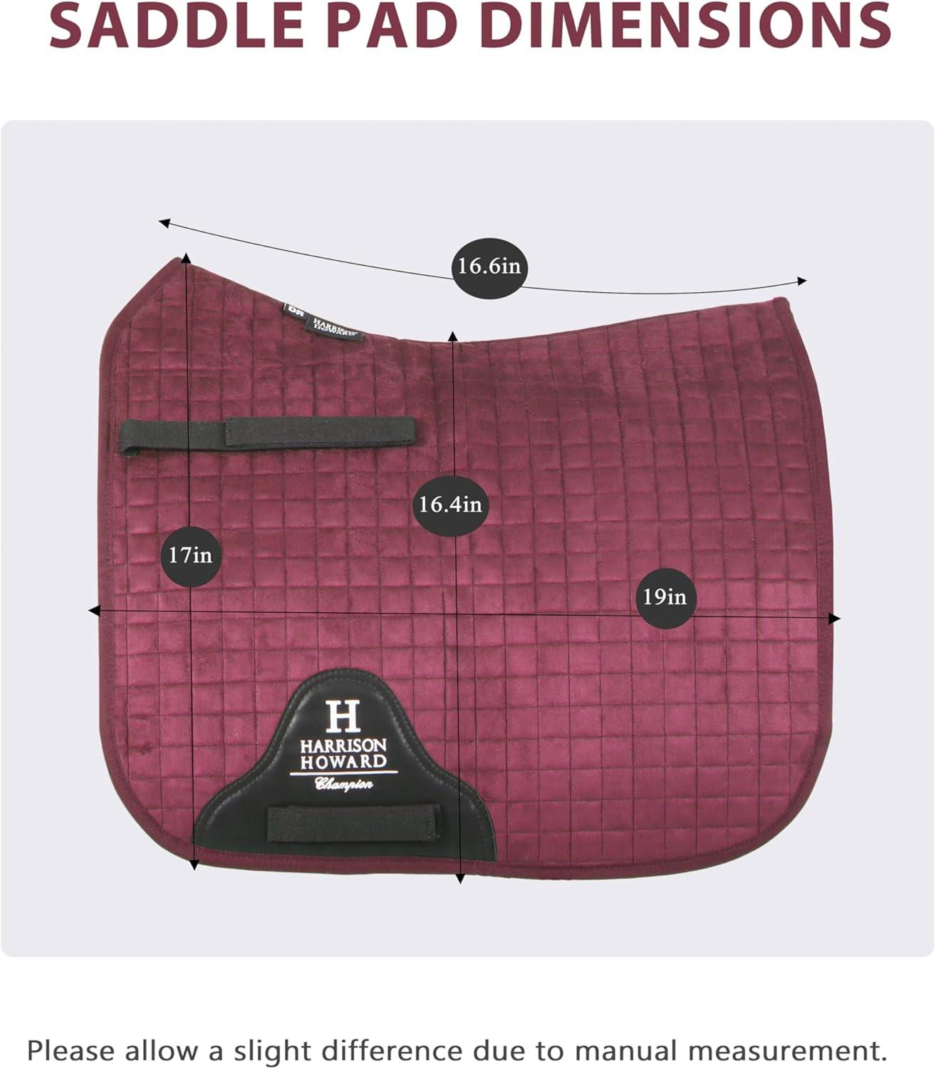 imageHarrison Howard Dressage Saddle Pad Suede Square English Saddle Pad for Horses Dressage EventBurgundy