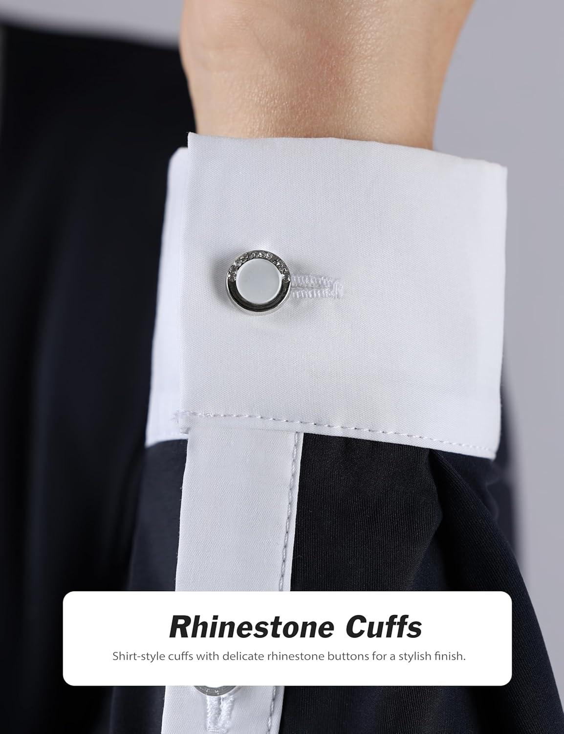 imageHarrison Howard Equestrian Pleated Bib Show Shirt Rider Top Horse Riding Long Sleeve with EmbroideryNavy