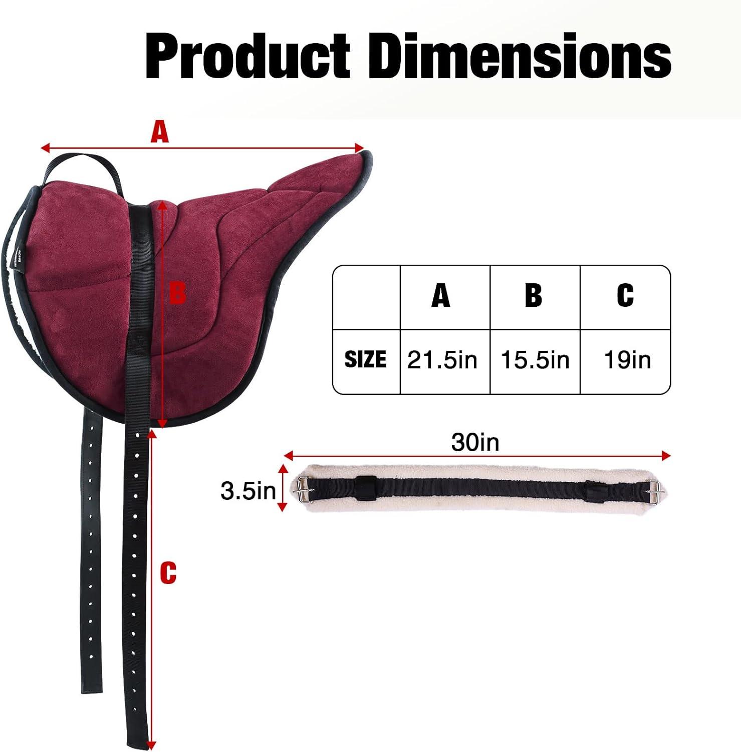 imageHarrison Howard Equestrian Saddle Pad Horse Riding Pad Bareback Pad with GirthBurgundy
