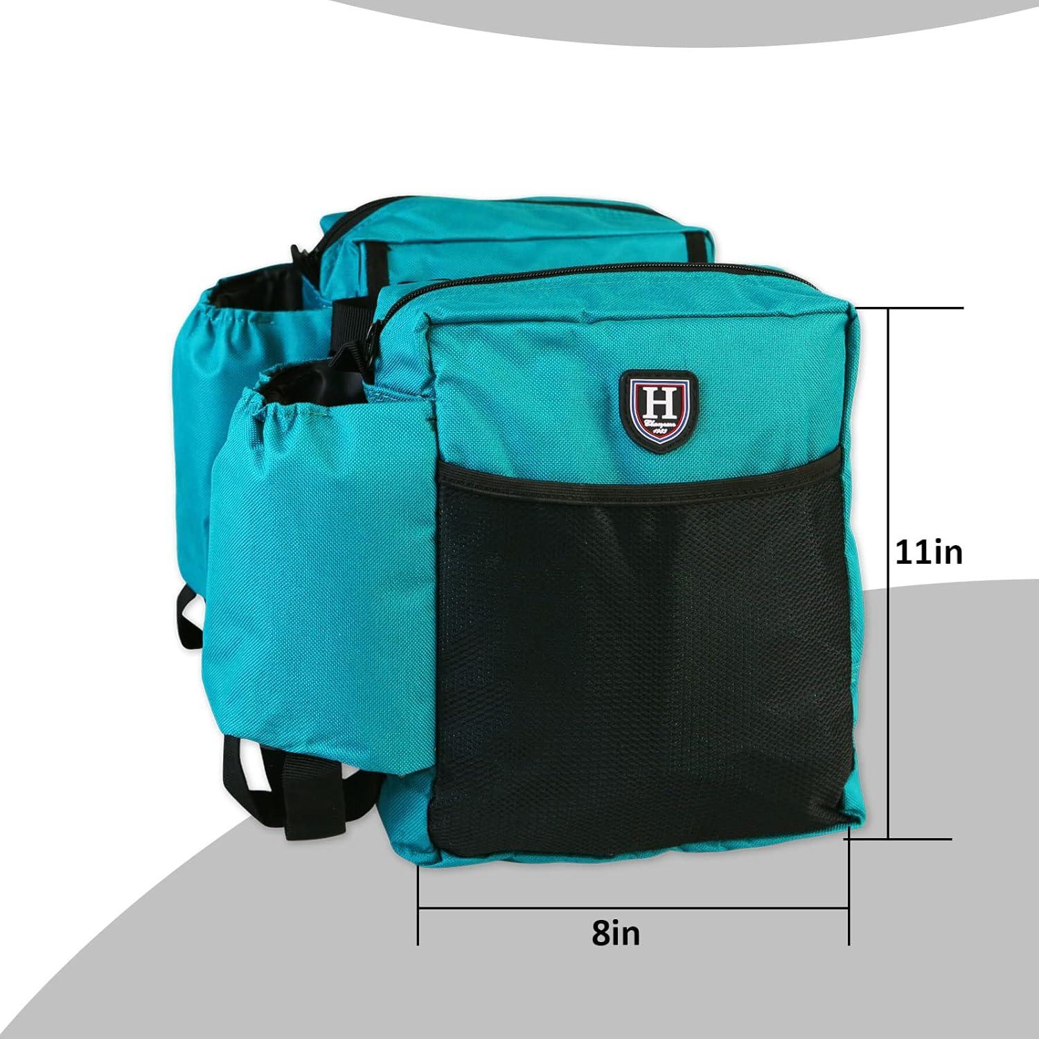 imageHarrison Howard Equestrian Western Saddle Bag Nylon Water BottleGear Carrier Convenient Saddle Bag BlackDark Teal