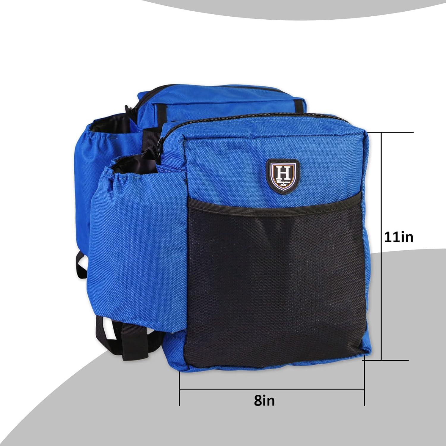 imageHarrison Howard Equestrian Western Saddle Bag Nylon Water BottleGear Carrier Convenient Saddle Bag BlackRoyal Blue