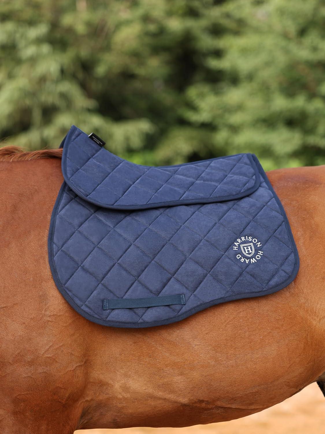 imageHarrison Howard Half Saddle Pad for Horses Breathable Shock Absorbing English Saddle Pad for Jumping Training ampamp EventingNavy