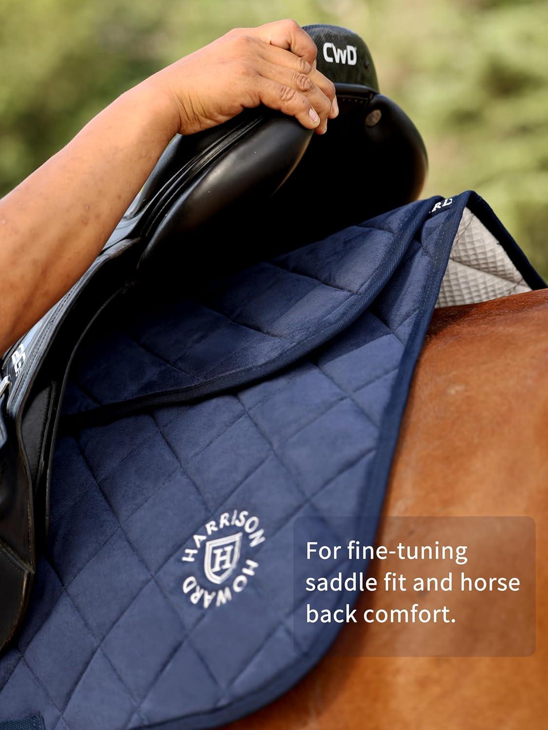 imageHarrison Howard Half Saddle Pad for Horses Breathable Shock Absorbing English Saddle Pad for Jumping Training ampamp EventingNavy