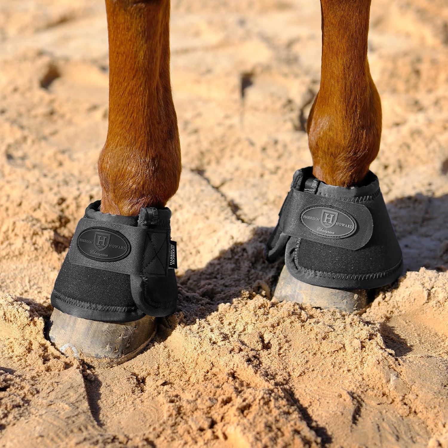 imageHarrison Howard Horse Bell Boots Equine Ballistic Hoof Overreach Bell Boot for Horse Sold as PairMars Black