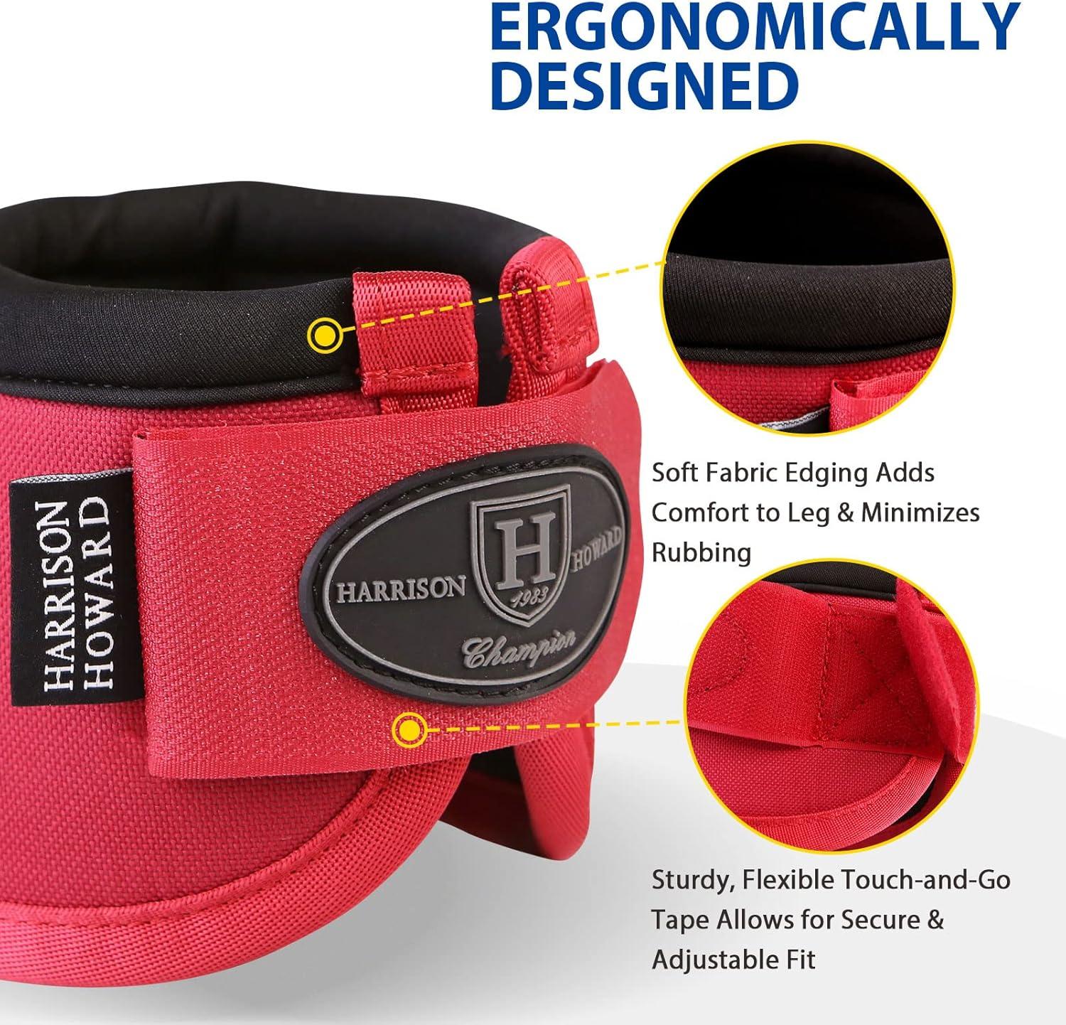 imageHarrison Howard Horse Bell Boots Overreach Bell Boots NoTurn Bell Boots for HorseDurable Protective Hoof BootRed