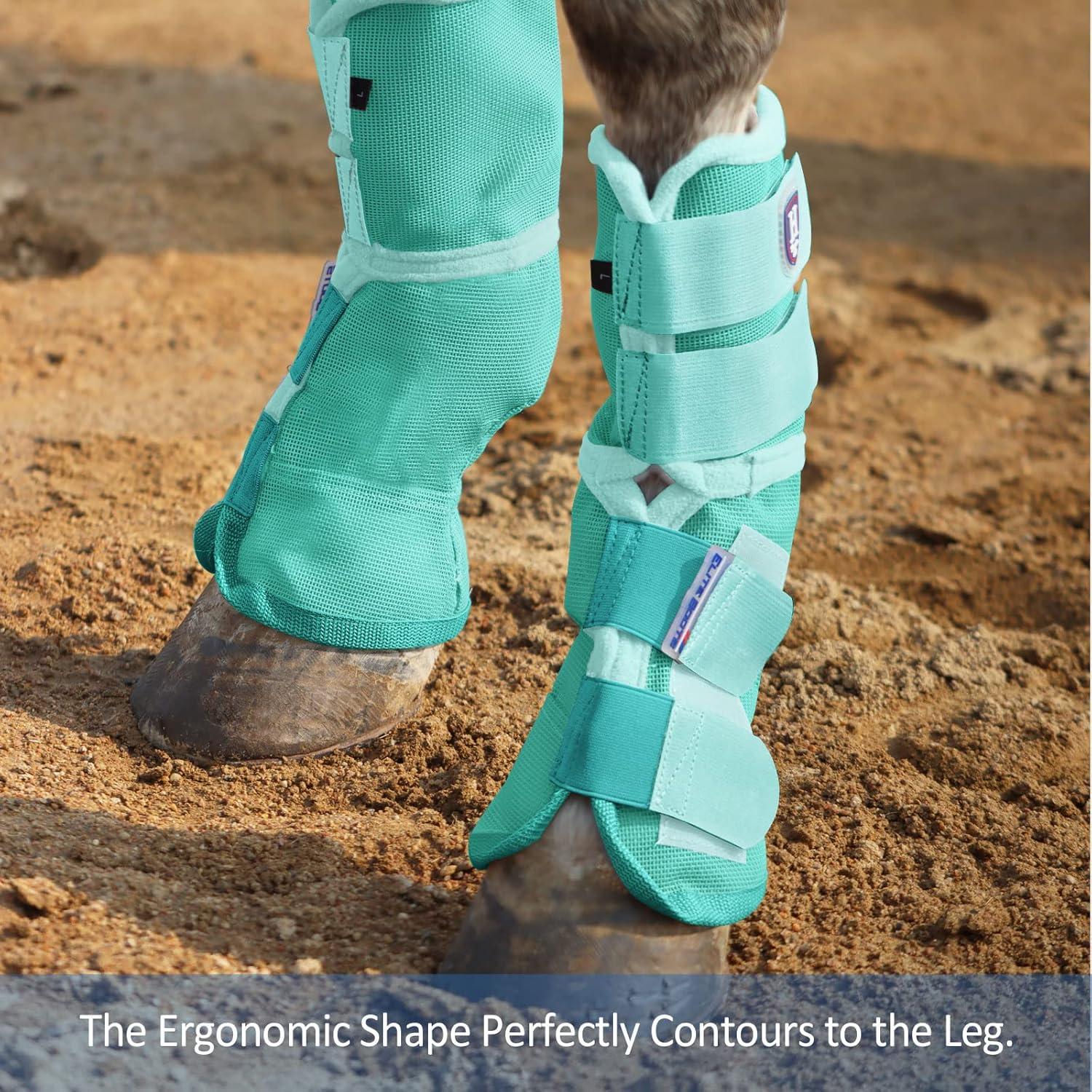 imageHarrison Howard Horse Fly Boots Perfect Contoured Fit Leg Guards Dense Mesh Boots with Ventilated Comfort Reliable Protection from Summer Elements Set of 2 Sky Blue LargeMint