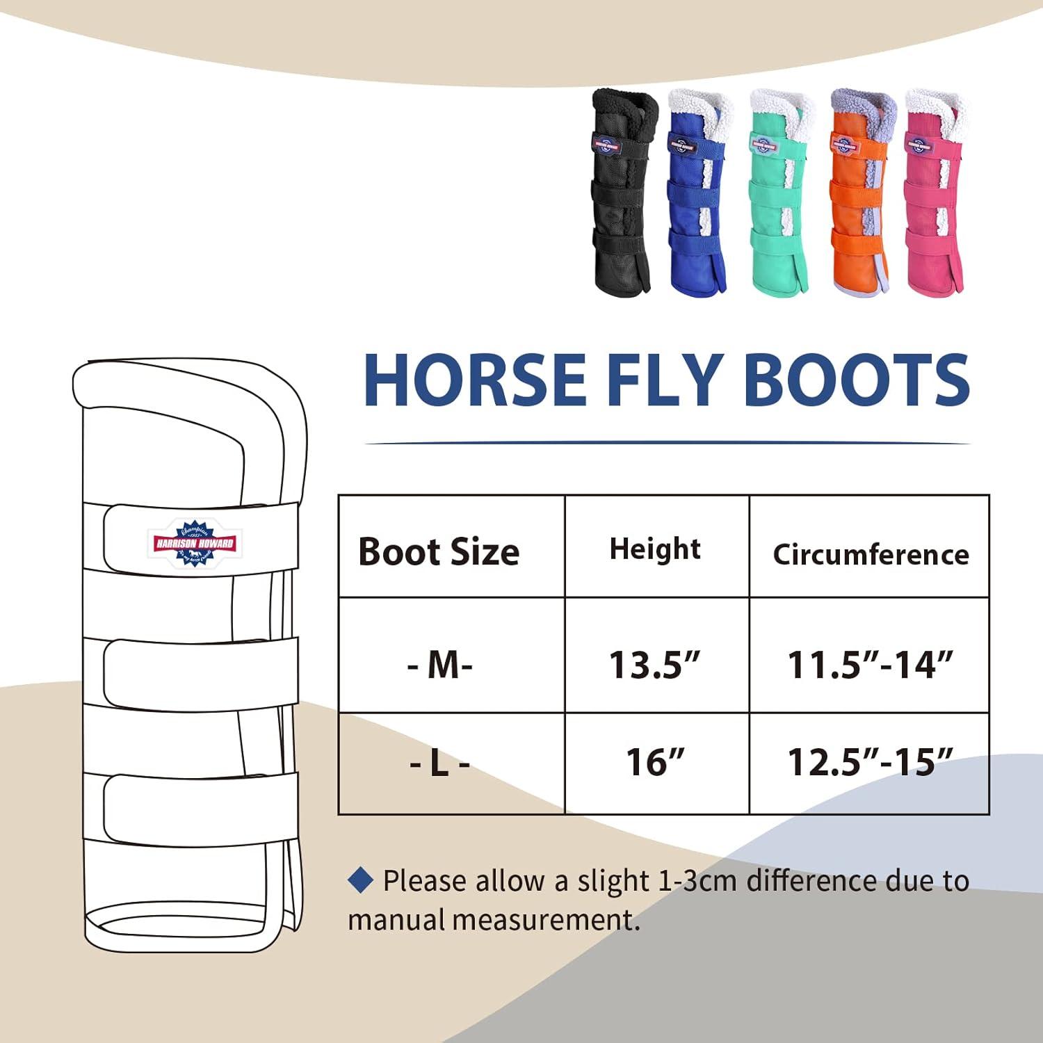 imageHarrison Howard Horse Fly Boots with Fleece Trim Durable Breathable Cool Mesh Adjustable ClosureDeep Blue