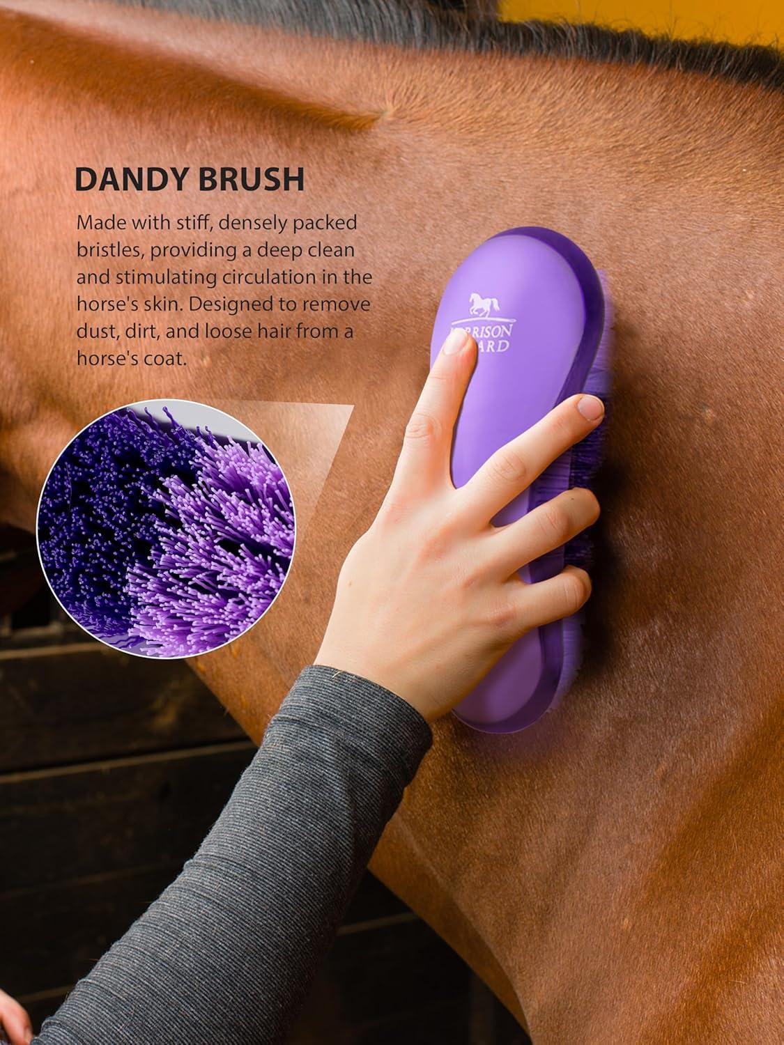 imageHarrison Howard Horse Grooming Brushes Kit 7 pieces with Organizer Tote Equine Care Series Horse Brush Sets RedPurple