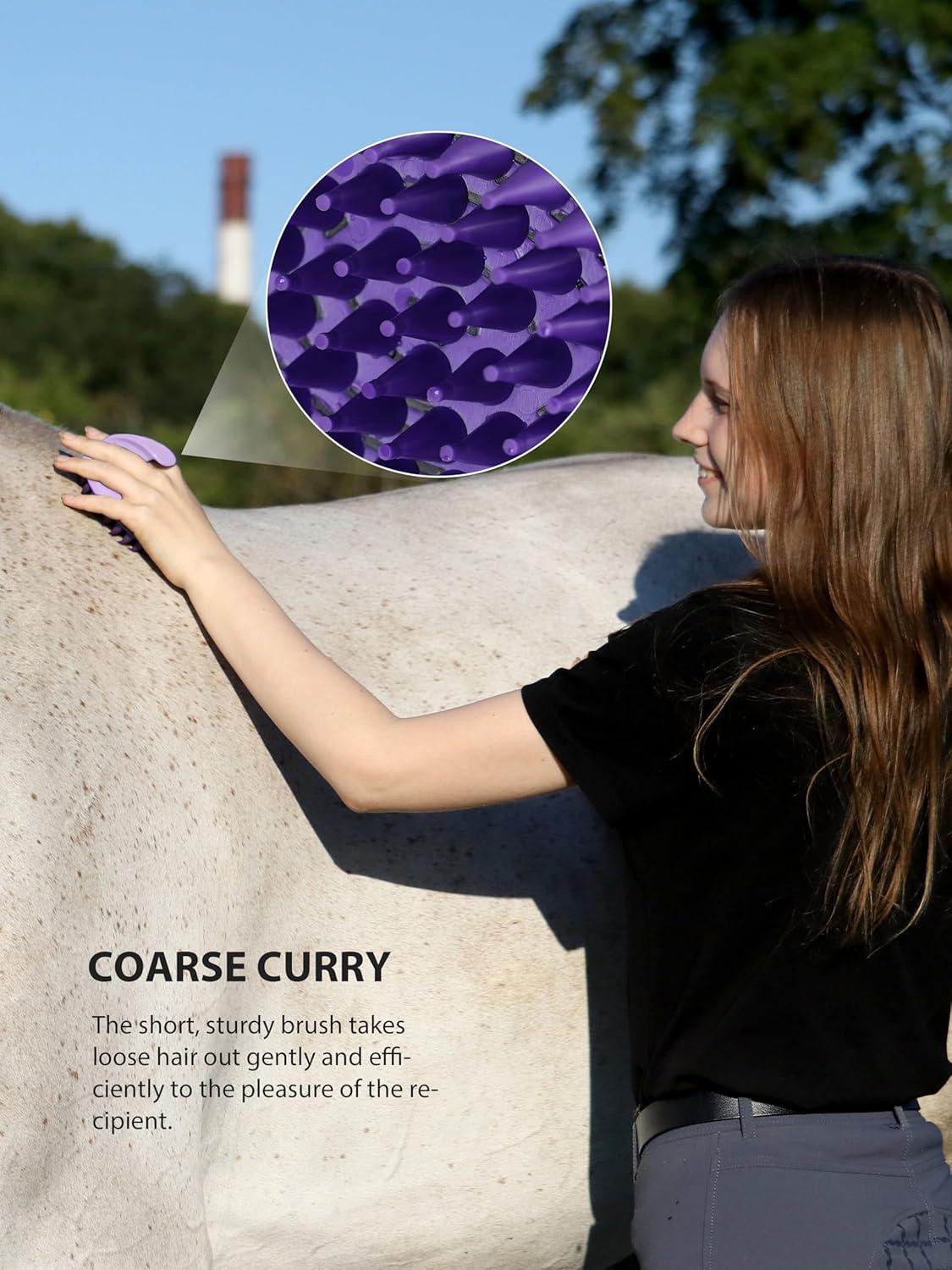 imageHarrison Howard Horse Grooming Brushes Kit 7 pieces with Organizer Tote Equine Care Series Horse Brush Sets RedPurple