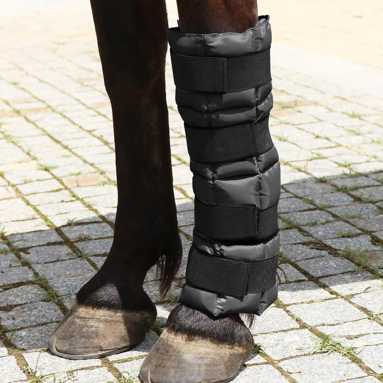 imageHarrison Howard Ice Boot for Horse Cool Gel Pack Leg Wrap for Treating Full Leg Knee Hock Injuries Reusable Ice Cooling Therapy Universal SizeBlack