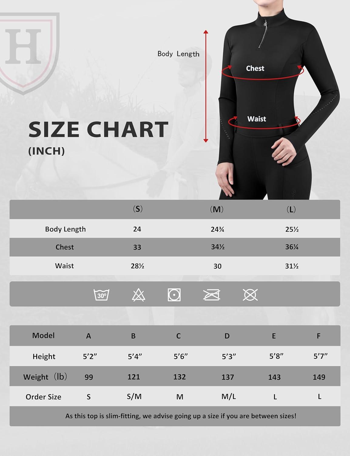 imageHarrison Howard Womens Equestrian Sweat Absorption Quick Drying Horse Riding Long Sleeve Shirt 14 Zip Base LayerPiano Black