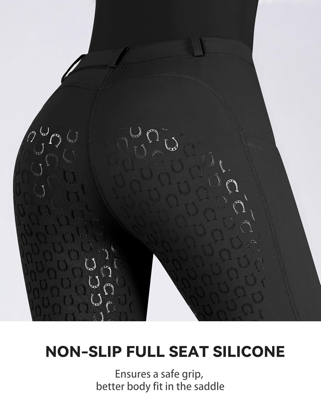 imageHarrison Howard Womens Horse Riding Pants Double Pocket Silicone FullSeat Breeches Equestrian BreechesBlack