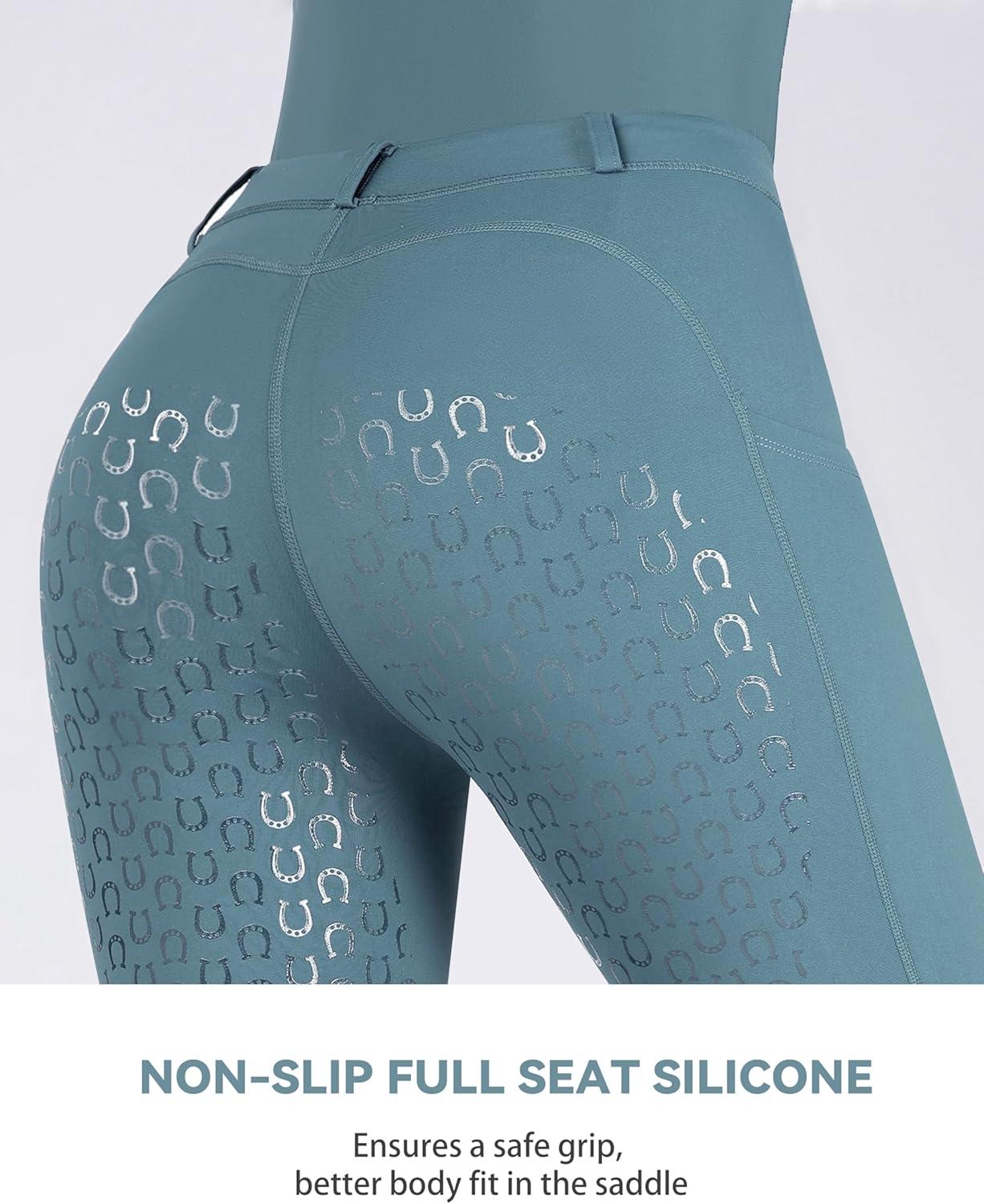 imageHarrison Howard Womens Horse Riding Pants Double Pocket Silicone FullSeat Breeches Equestrian BreechesGrey Green