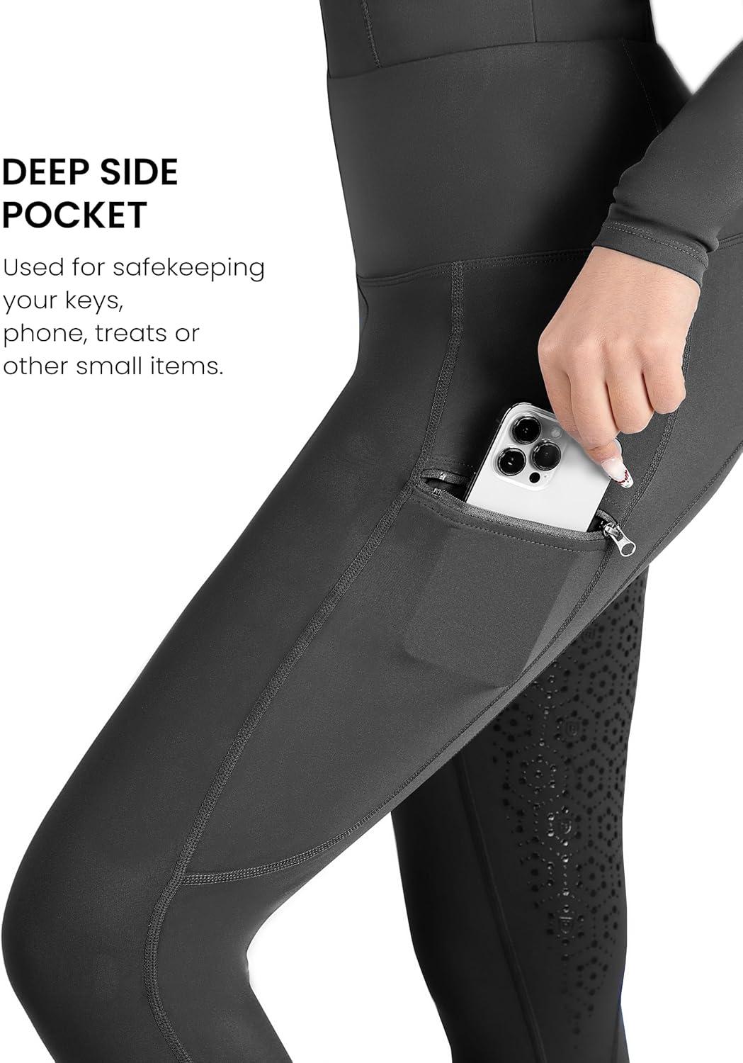 imageHarrison Howard Womens Horse Riding Pants with Zipper Pockets Equestrian Breeches Riding Breeches for WomenBlack