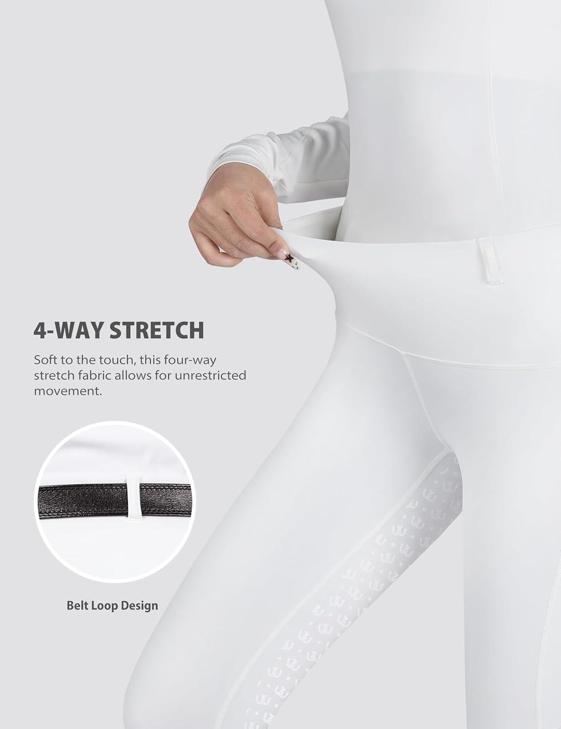 imageWomens Riding Breeches Equestrian Riding Pants with Silicone Grip and Ventilated Mesh Fabric Active Riding TightsOval White